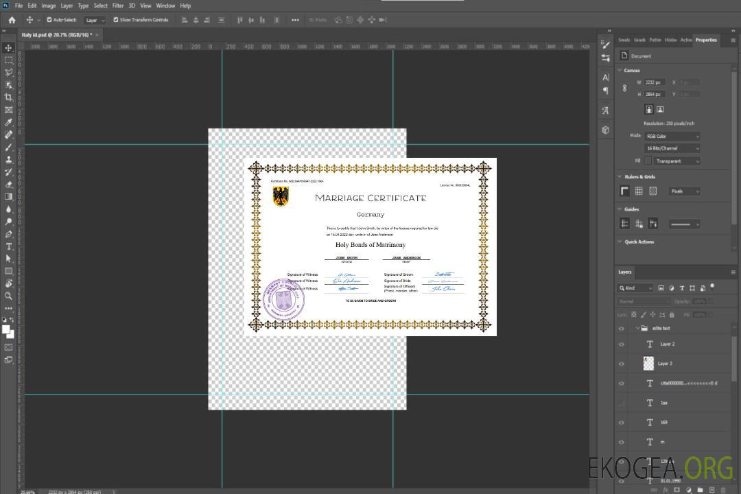 Modèle Word et PDF d'acte de mariage en Allemagne template